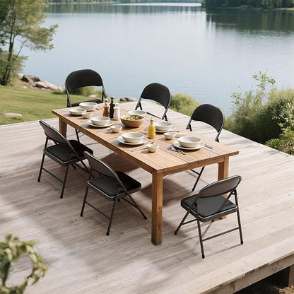 24 Pack Black Folding Chairs with Padded Cushion for Outside, Portable Stackable Commercial Metal Foldable Chairs with Steel Frame for Home Events Office Wedding Party, 350lbs Capacity