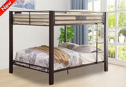 Stronger & Higher Quality Heavy Duty Steel Bunk Bed Queen Over Queen Size Bunkbed, Thickened Safer More Stable Metal Queen Bunk Bed Frame (Faster Assembly) (Queen Over Queen-1)
