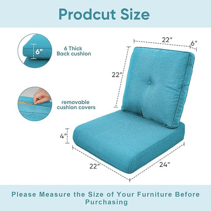 9-Piece Outdoor Patio Cushion Set - Fade & Water Resistant with Removable Olefin Cover, 22x24x4 Inch Memory Foam Cushions for Wicker Sectional Sofa – Teal/Buckle