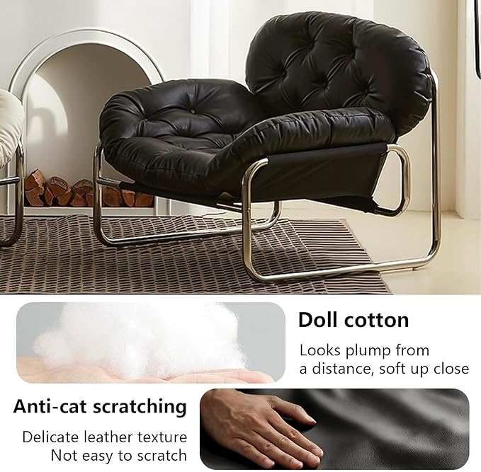 Thick Cushioned Recliner Sofa, Lazy Chair with Upholstery and Footrest, for Living Room, Bedroom, Dorm White B