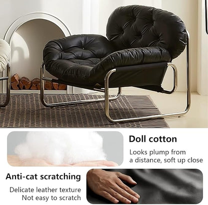 Thick Cushioned Recliner Sofa, Lazy Chair with Upholstery and Footrest, for Living Room, Bedroom, Dorm White B