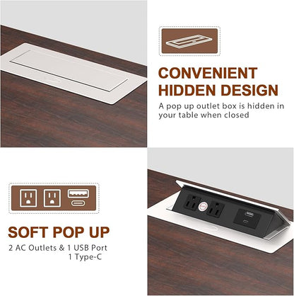 HIFYOBRO 24" Tall End Table with 2 Drawers and Charging Station, Type-C & USB Port & Power outlets, Wooden Storage Cabinet, 21" W Large Side Table with Storage for Living Room and Bedroom (Espresso)