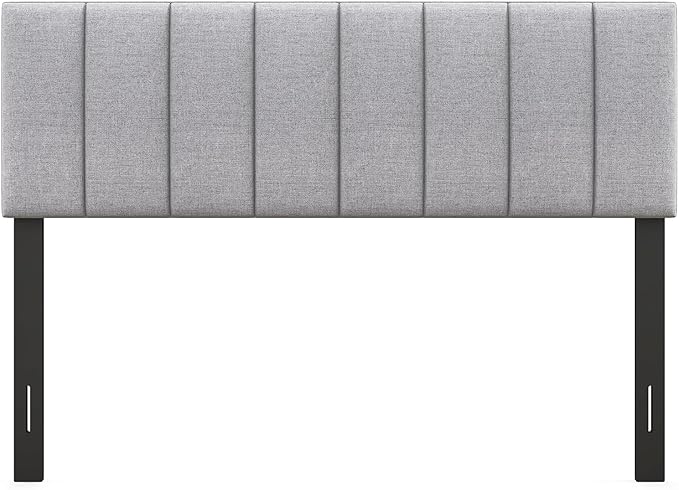 Giantex Linen Upholstered Headboard, Adjustable Width Button Tufted Headboard Only with Solid Wood Legs, Attach Frame, Modern Headboards for Queen Full Size Bed, Gray