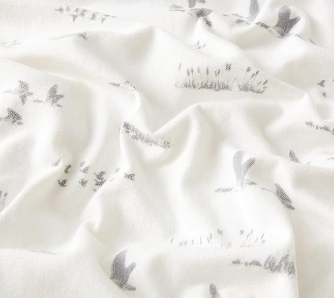 Eddie Bauer - Flannel Sheets King Size, Anti-Pilling & Wrinkle Resistant Cotton, Touchably Soft for All-Season Comfort - Bed Sheets with Matching Pillowcases & Fitted Sheet (Geese Meadow Yellow)