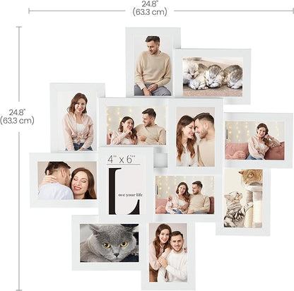SONGMICS 4x6 Collage Picture Frames, 12-Pack Photo Collage Frame for Wall Decor, Glass Front, Assembly Required, Christmas Gift, Cloud White URPF22WTV1