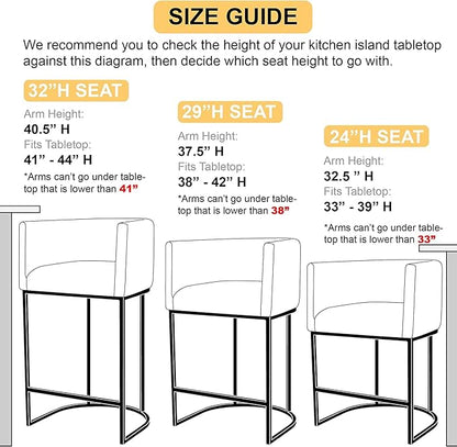 Bar Stools 29" Counter Height Bar Stools Upholstered Fabric Barstool Modern Barrel Counter Stool Kitchen Counter Island Stools with Chrome Metal Base, Charcoal