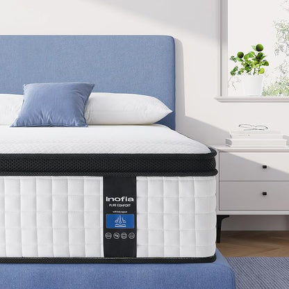 Inofia King Size Mattress, 14 inch Hybrid King Mattress in A Box,Ultra Comfort Memory Foam Layer, Medium Feels, Cooling Breathable Cover,Low Motion Transfer Supports for Any Sleep Position