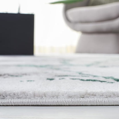 SAFAVIEH Craft Collection Area Rug - 4' Round, Grey & Green, Modern Abstract Design, Non-Shedding & Easy Care, Ideal for High Traffic Areas in Living Room, Bedroom (CFT877Y)