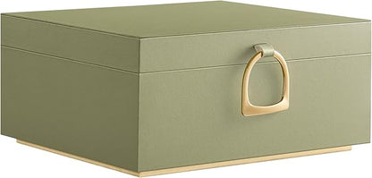 SONGMICS 2-Layer Jewelry Box, Jewelry Organizer with Handle, Removable Jewelry Tray, Jewelry Storage, Floating Effect, 8.1 x 9.4 x 4.3 Inches, Christmas Gift, Laurel Green UJBC165C02