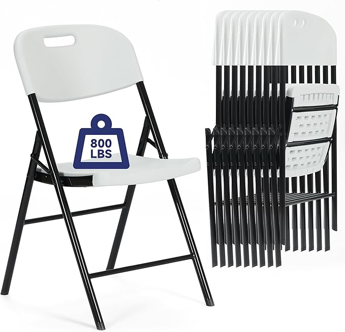 20 Pack Thicker 800 LBS White Folding Chairs, Commercial Grade Folding Chair, Foldable Chairs for Events