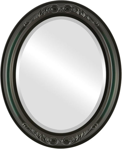 OVALCREST Oval Beveled Wall Mirror for Home Decor - Florence Style - Hunter Green - 44" x 34"
