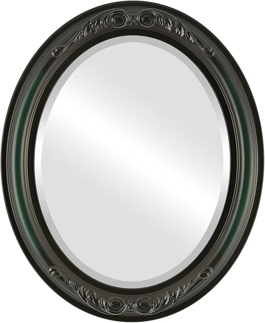 OVALCREST Oval Beveled Wall Mirror for Home Decor - Florence Style - Hunter Green - 44" x 34"