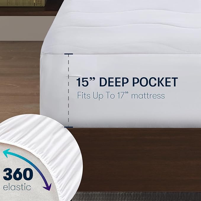 Serta Heated Mattress Pad King Size - Electric Mattress Pad, 10 Heat Setting Controller, Auto Shut Off Timer, Deep Elastic Pocket, Up to 17" Mattress, ETL Certified, Machine Wash, King, White