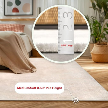 nuLOOM 8' x 10' Cozy Plush SuperiorWash Area Rug, Machine Washable, Non-Slip, Soft Fluffy Shag Carpet for Living Room Bedroom Kids Room Nursery Home Decor, Loni White