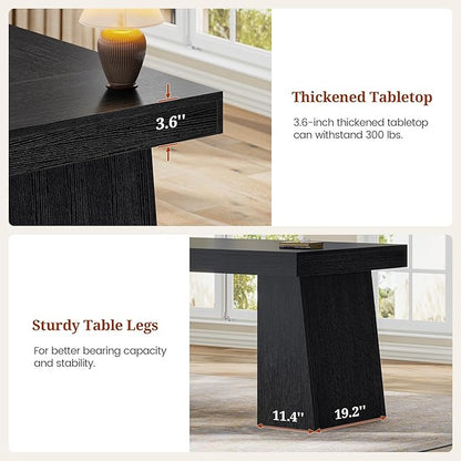 55.9 in Executive Desk with Power Outlets, Modern Home Office Desk with Storage Cabinet, Wood Computer Desk Business Workstation Desk Conference Table, Black (Storage Cabinet)
