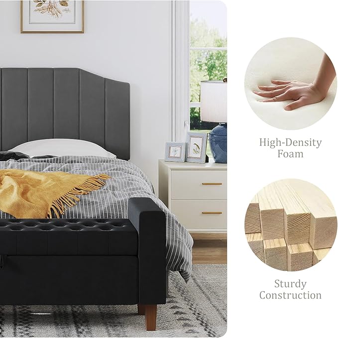 King Size Headboard Only, Velvet Upholstered Headboard King/California King Size Wall Mount and Bed Frame Mount, Featuring High-Density Sponge Padding Easy Assembly Comfort Style-Dark Gray