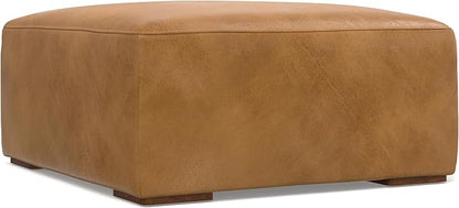 SIMPLIHOME Rex Right Corner Sectional Modular Sofa and Ottoman Set in Full-Grain Genuine Leather, Sienna, 116-inch-wide L-Shaped Leather Sofa and Matching 34-inch-Wide Table Ottoman for Living Room