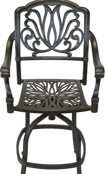 Elizabeth Cast Aluminum Powder Coated 5pc Party Bar Set with Party Bar Table - Antique Bronze