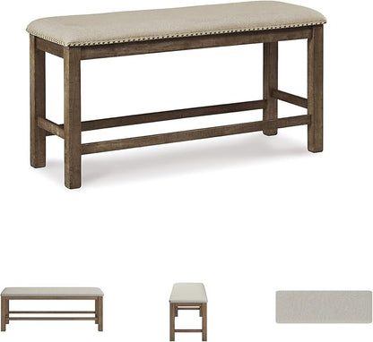 Signature Design by Ashley Morriville Counter Height Upholstered Dining Room Bench, Brown