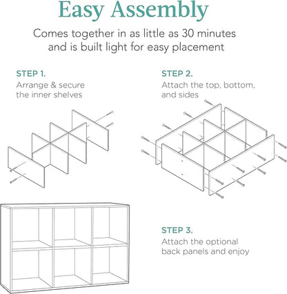 Best Choice Products 6-Cube Storage Organizer, 13.5in Shelf Opening, Bookcase, Display Shelf, Customizable w/ 3 Removable Back Panels – White