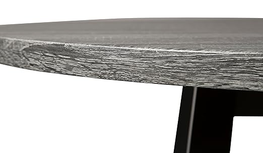 Signature Design by Ashley Centiar Mid Century Round Dining Room Table with Metal Legs, Gray & Black