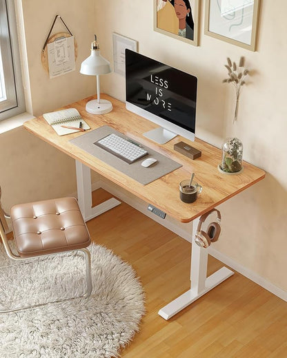 CubiCubi 60 x 24 Inches Electric Standing Desk, Height Adjustable Sit to Stand Desk, Home Office Table with Splice Board, Light Rustic