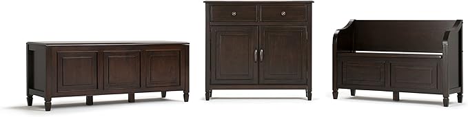 SIMPLIHOME Connaught Storage Bench - 51 inch Wide Solid Wood Trunk Bench in Dark Chestnut Brown, Traditional Bench for Entryway with Lift-Up Lid and 3 Hidden Compartments