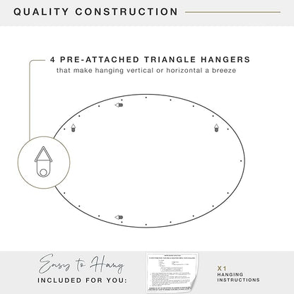 MCS 21x31 Large Wall Mirror, Classic Nickel Oval Mirror, Vertical & Horizontal Wall Hanging Mirror for Bathroom, Bedroom & Livingroom