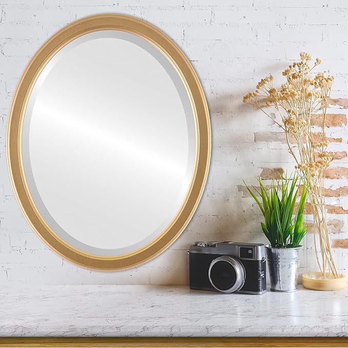 OVALCREST Oval Beveled Wall Mirror for Home Decor - Toronto Style - Gold Spray - 26" x 22"