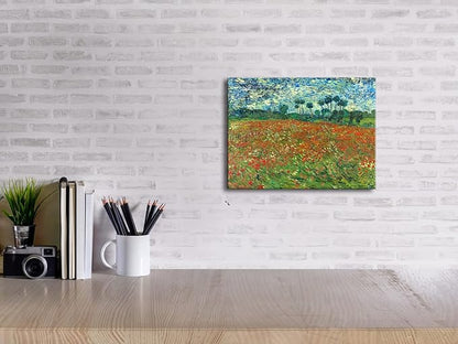 Wieco Art Poppy Field June 1890 Canvas Print of Vincent Van Gogh Wall Art Paintings Reproduction Field Pictures Artwork for Wall Decor and Home Decorations