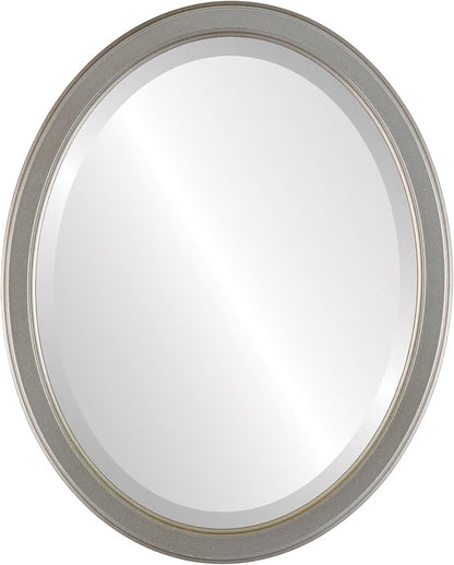 OVALCREST Oval Beveled Wall Mirror for Home Decor - Toronto Style - Silver Shade - 22" x 18"