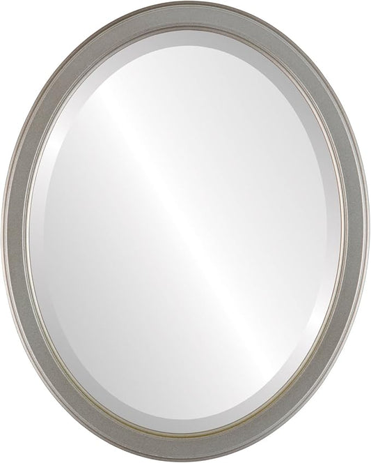 OVALCREST Oval Beveled Wall Mirror for Home Decor - Toronto Style - Silver Shade - 22" x 18"