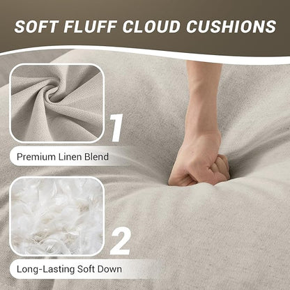 Middle Seat for Cloud Modular Sectional Sofa, Comfy Down Filled Cloud Couch with Removable Cover, Modular Sectional Couches for Living Room, Light Gray