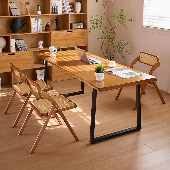 Modern Solid Wood Executive Desk – Spacious and Minimalist Home Office Workstation Perfect for Writing and Professional Use (Light Brown, 47in)