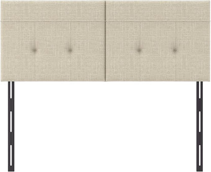 King Headboard Only with Adjustable Metal Legs, Faux Leather Upholstered Headboard King Size, Modern Stylish Headboard with Sunken Dot Design, Sturdy Bed Headboard for Bedroom, Linen