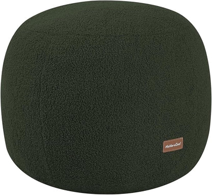 MeMoreCool Stuffed Round Pouf Ottoman Foot Rest, Floor Pouf Foot Stool with Soft Foam Chunk Filling, Small Round Ottoman Footstool Circle Footrest for Living Room, Green