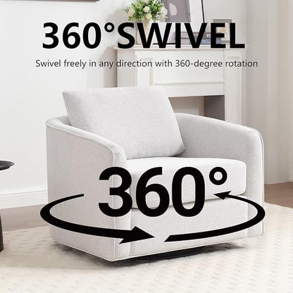 MINCETA Accent Chairs Set of 2, 360° Swivel Barrel Chair with High Density Foam, Oversized Reading Chair with Performance Fabric Upholstered Armchair for Living Room, Bedroom, Apartment White