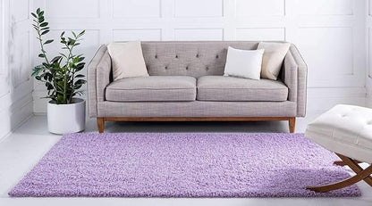 Unique Loom Solid Shag Collection Area Rug (7' 1" x 10' Rectangle, Lilac)