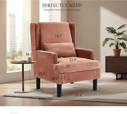 Accent Chair for Living Room Chairs Upholstered Oversized Reading Chair Armchair Accent Chairs Set of 2 Living Room Chair with High Back and Wood Legs,Arm Chair Comfy Chair for Bedroom(Orange red)