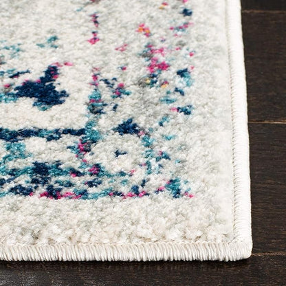 SAFAVIEH Evoke Collection Runner Rug - 2'2" x 7', Ivory & Fuchsia, Distressed Design, Non-Shedding & Easy to Clean, Ideal for Foyer, Bedroom, Kitchen, Hallway (EVK256Q)