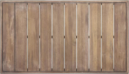 Christopher Knight Home Rammus 2 Pieces Outdoor Conversation Set, Acacia Wood Chat Set, Rectangular Coffee Table and Patio Loveseat Sofa, Slat Design Patio Furniture Set for Garden, Beige + Brown