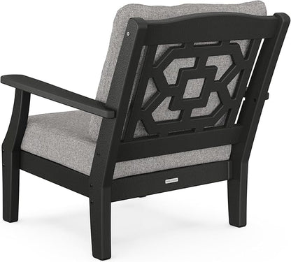 Martha Stewart by POLYWOOD® Chinoiserie Deep Seating Chair in Black/Grey Mist