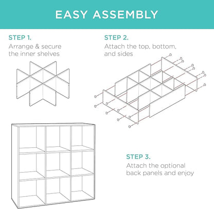 Best Choice Products 9-Cube Storage Organizer, 11in Shelf Opening, Bookcase, Display Shelf, Customizable w/ 3 Removable Back Panels - Light Oak