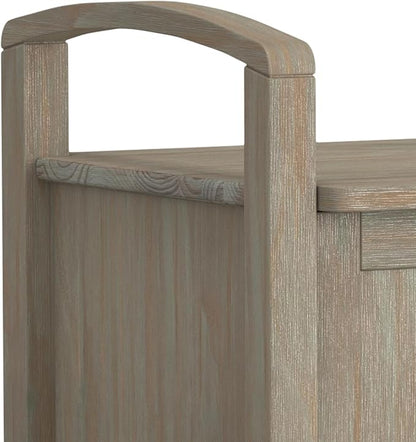 SIMPLIHOME Warm Shaker Entryway Storage Bench - 44 inch Wide Solid Wood Storage Seat in Distressed Grey, Transitional Bench Seat for Mudroom or Living Room with Lift-Up Lid and Shaker-Style Panels