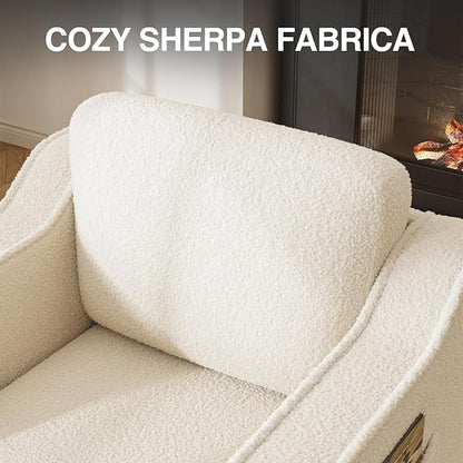 Swivel Accent Chair for Living Room, 30 Inches Barrel Upholstered Armchair, Cozy Modern Arm Chair Single Sofa for Bedroom, Apartment, Reading Room, White