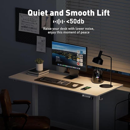 63 x 28 Inch Electric Standing Desk Adjustable Height, Sit Stand Desk, Stand up Desk for Home Office, Computer Workstation (Spliced Desktop,White)
