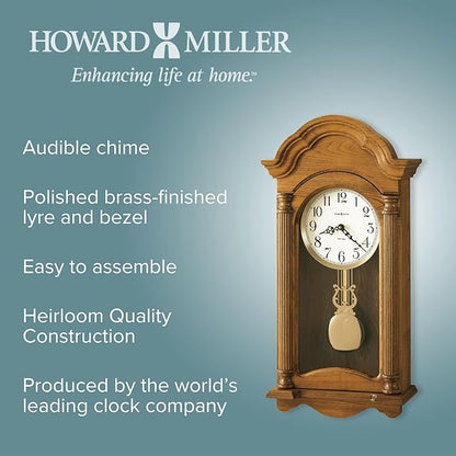 Howard Miller Amanda Wall Clock, Golden Finishing Dual-Chime Movement with Round White Dial, Volume Control Wall Mount Adjustable Levelers Perfect for Home Decor, Living Room & Office