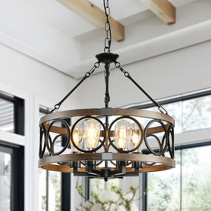 Rustic Chandeliers Farmhouse Chandelier Lighting for Dining Room,6-Light Close to Ceiling for Entryway Kitchen Island Foyer, Vintage Farmhouse Chandelier Lighting Fixture