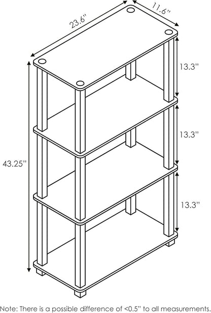 Furinno Turn-N-Tube 4-Tier Multipurpose Shelf Display Rack, Square Tube, Beech/White