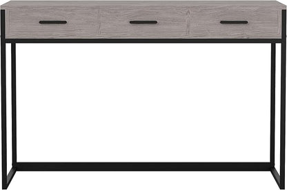 Martha Stewart Ollie Home Office Desk with 3 Drawers in Gray Wood Grain with Oil Rubbed Bronze Hardware